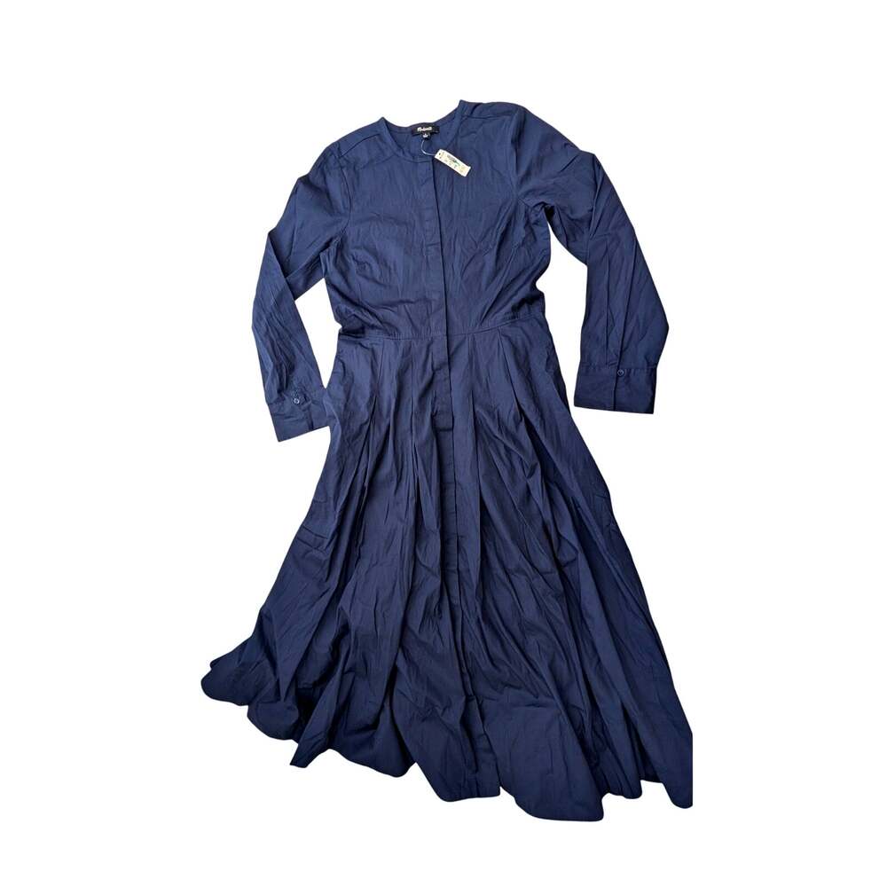 NEW No Belt Madewell Tie Waist Midi Shirtdress Blue size 0